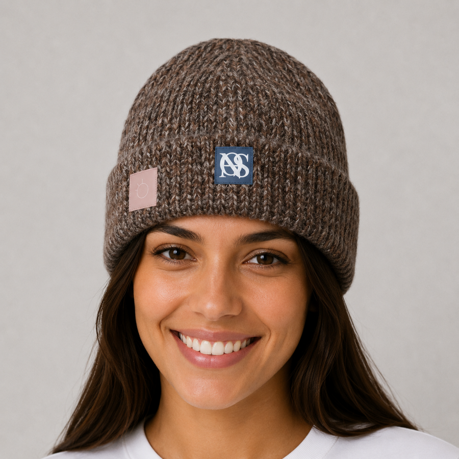 Rib-Knit Cotton-Blend Beyond Symbol Beanie