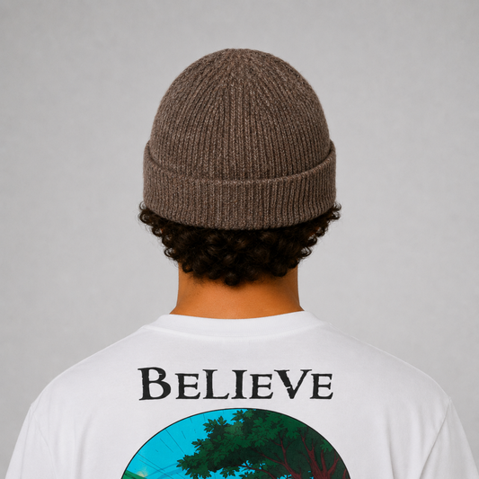 Rib-Knit Cotton-Blend Beyond Symbol Beanie