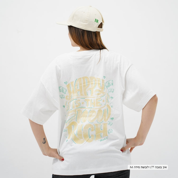 Mid-Oversized Happy Wealth T-Shirt