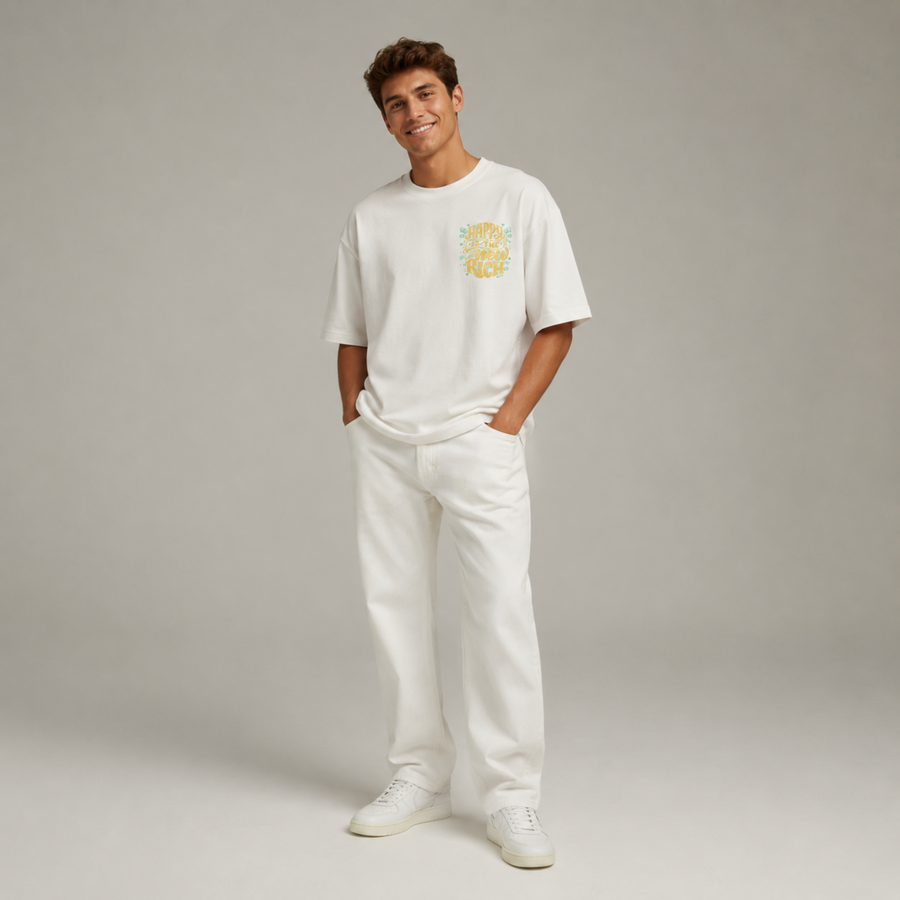 Mid-Oversized Happy Wealth T-Shirt