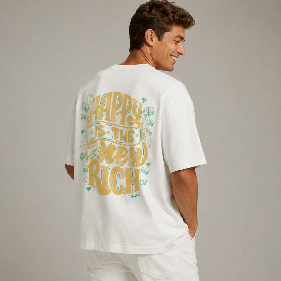 Mid-Oversized Happy Wealth T-Shirt