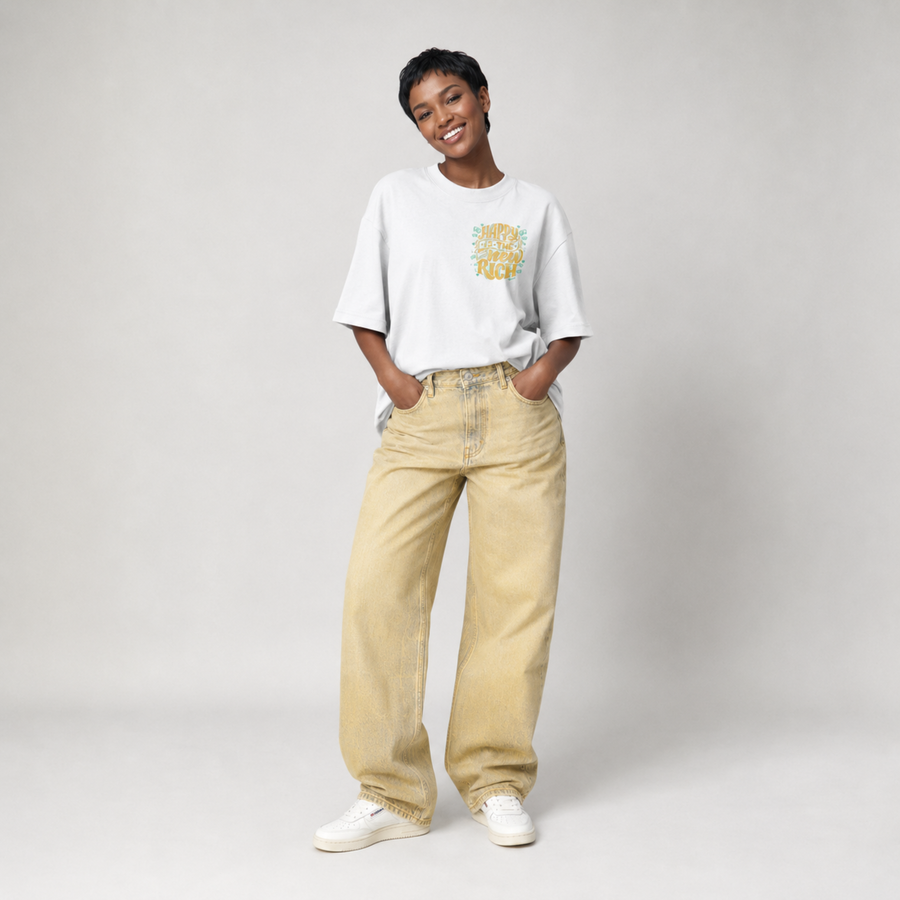 Mid-Oversized Happy Wealth T-Shirt