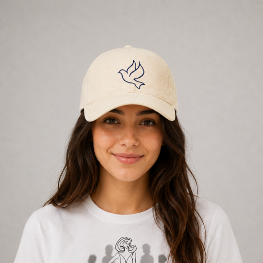 Embroidered-Peace Corduroy Cap