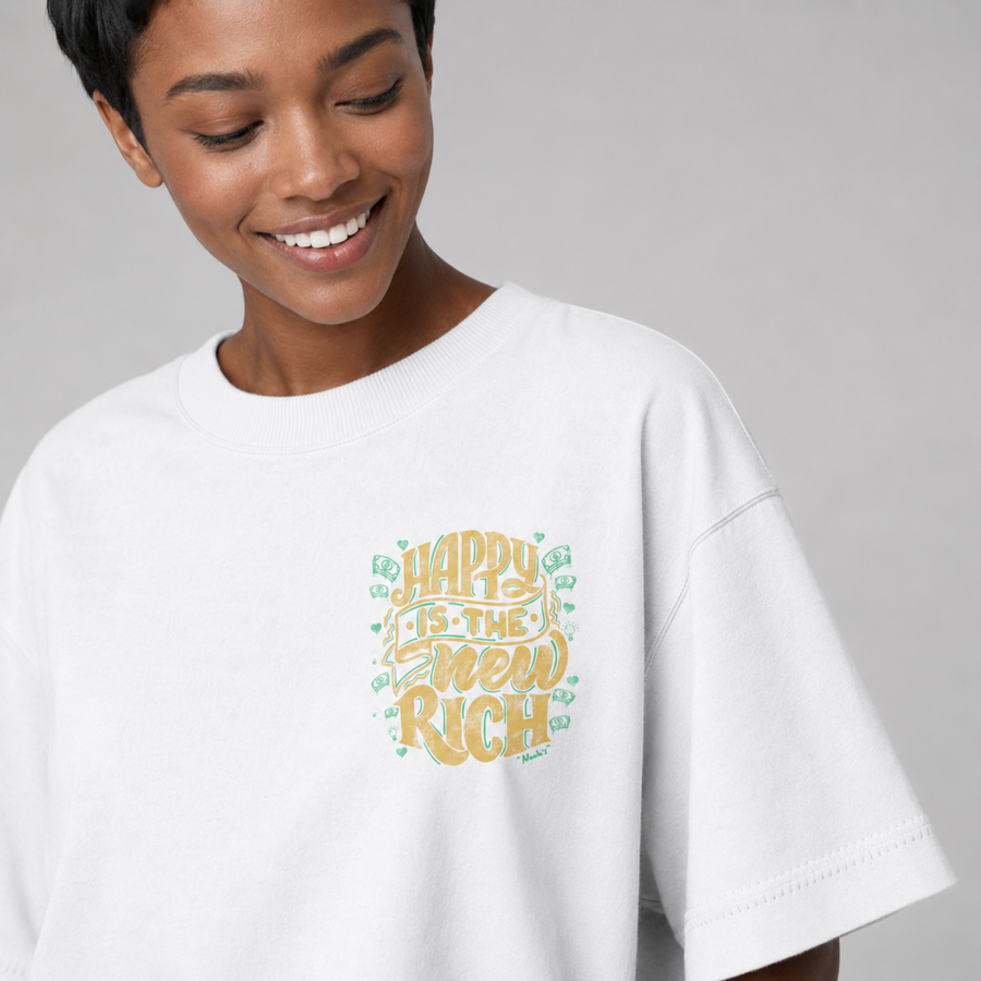 Mid-Oversized Happy Wealth T-Shirt