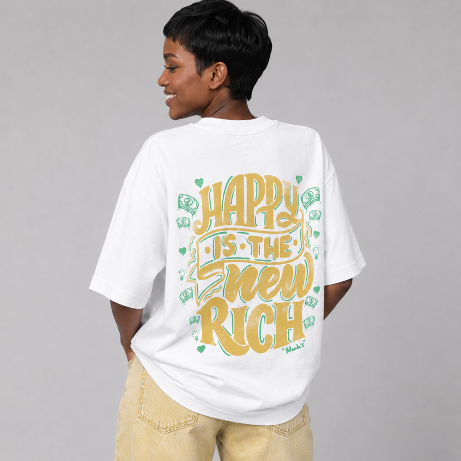 Mid-Oversized Happy Wealth T-Shirt
