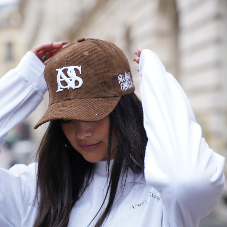 Embroidered-Logo Slogan Corduroy Cap