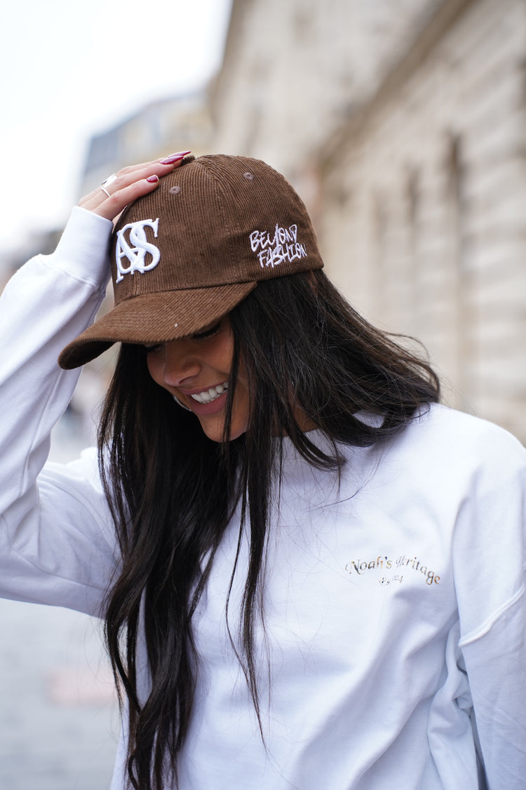 Embroidered-Logo Slogan Corduroy Cap