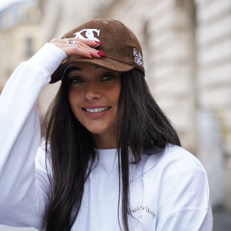 Embroidered-Logo Slogan Corduroy Cap