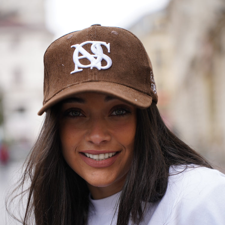 Embroidered-Logo Slogan Corduroy Cap