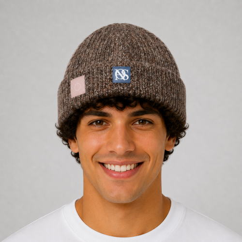 Rib-Knit Cotton-Blend Beyond Symbol Beanie