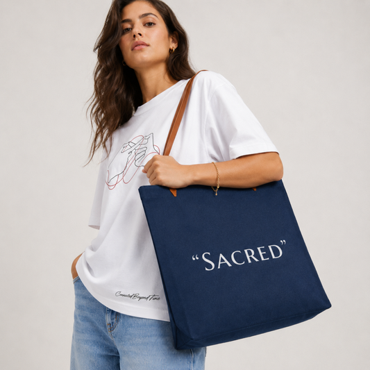 Embroidered Navi Owl Twill Shopper Tote