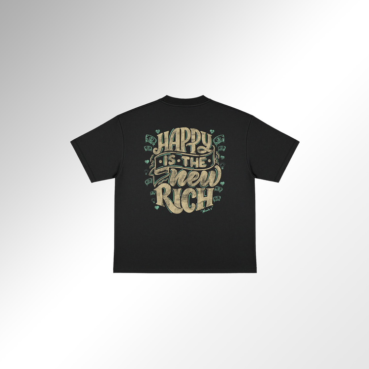 Mid-Oversized Happy Wealth T-Shirt