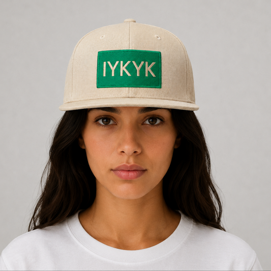 Embroidered-IYKYK flat brim Cap