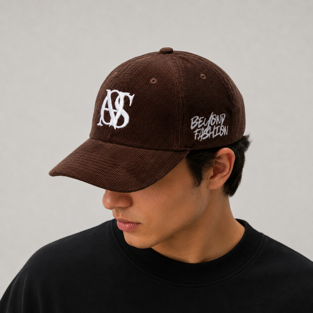 Embroidered-Logo Slogan Corduroy Cap