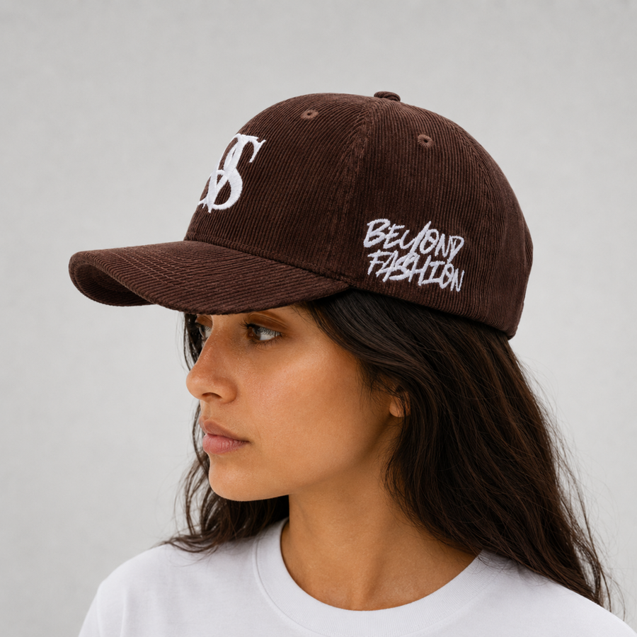 Embroidered-Logo Slogan Corduroy Cap