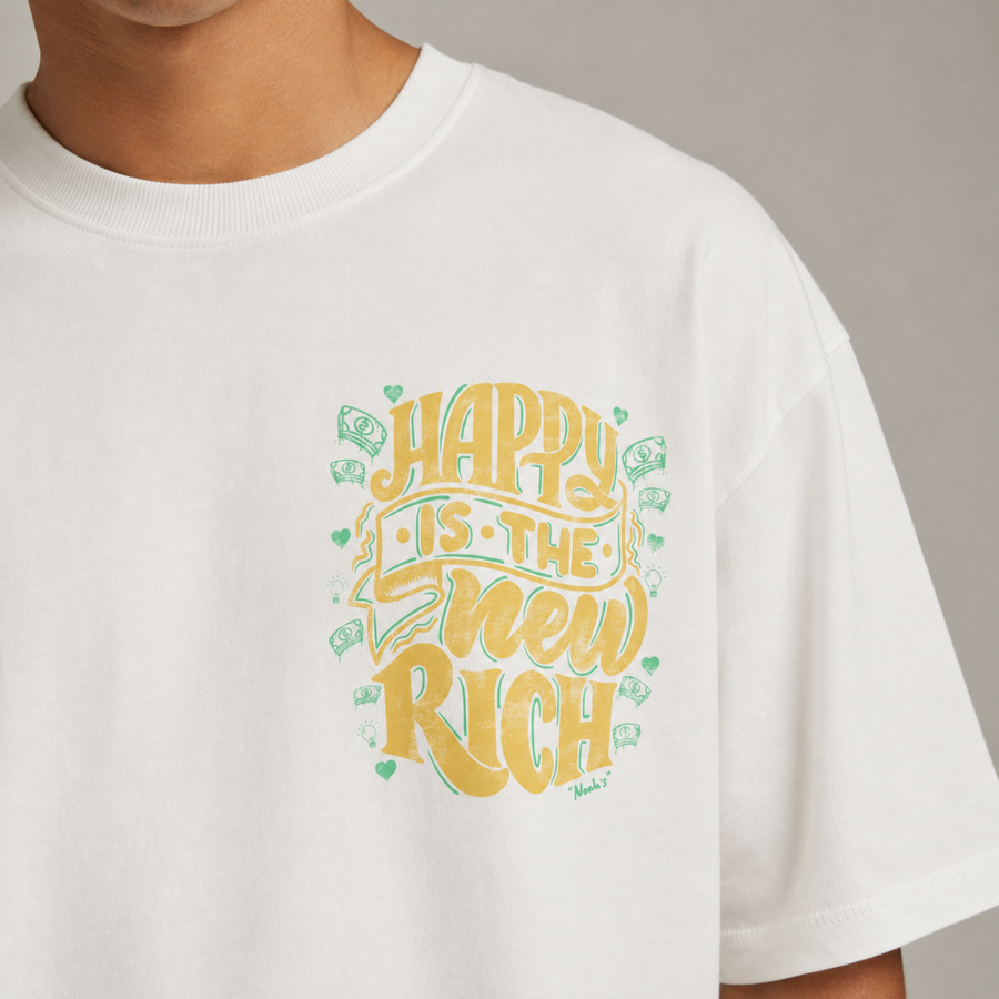 Mid-Oversized Happy Wealth T-Shirt