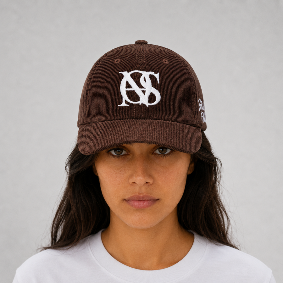 Embroidered-Logo Slogan Corduroy Cap