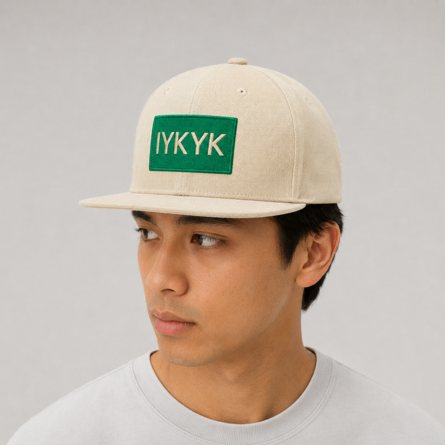 Embroidered-IYKYK flat brim Cap