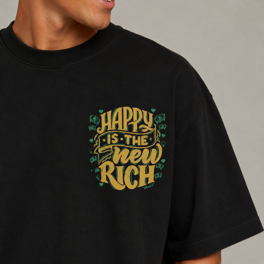 Mid-Oversized Happy Wealth T-Shirt