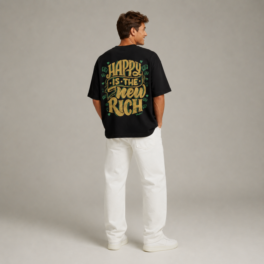 Mid-Oversized Happy Wealth T-Shirt