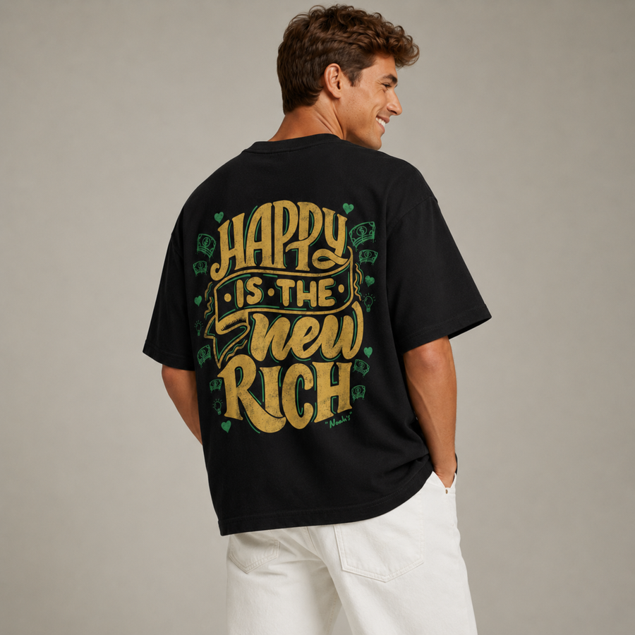 Mid-Oversized Happy Wealth T-Shirt