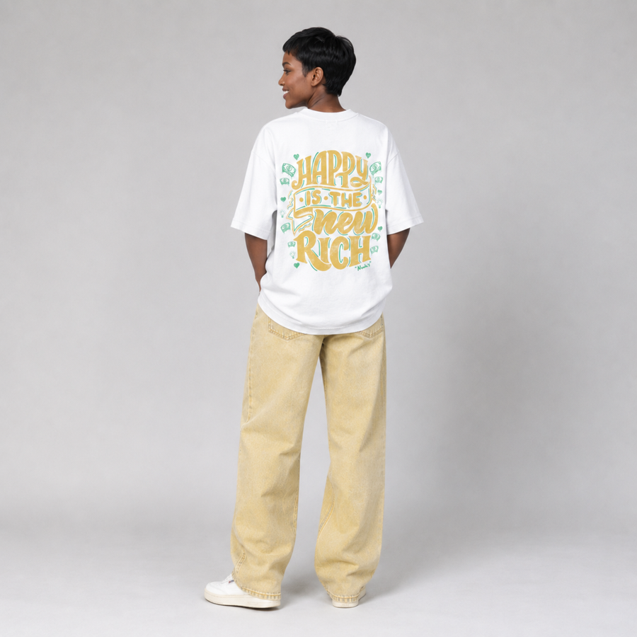 Mid-Oversized Happy Wealth T-Shirt
