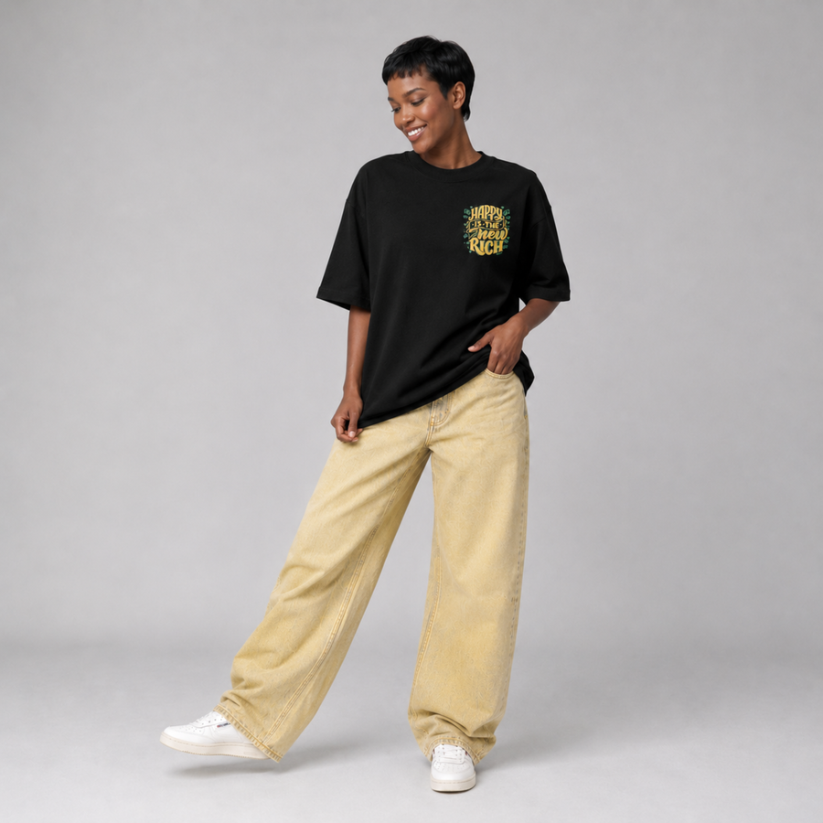 Mid-Oversized Happy Wealth T-Shirt