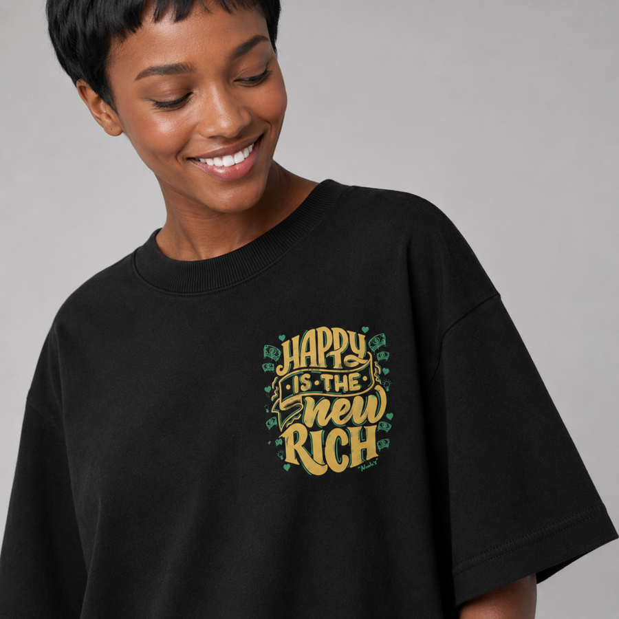 Mid-Oversized Happy Wealth T-Shirt