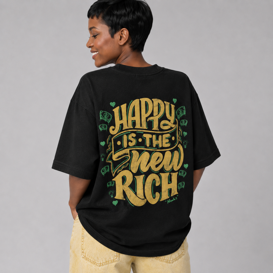 Mid-Oversized Happy Wealth T-Shirt