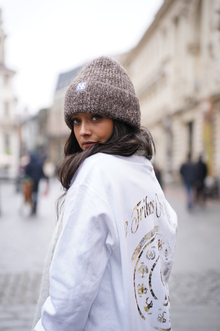 Rib-Knit Cotton-Blend Beyond Symbol Beanie