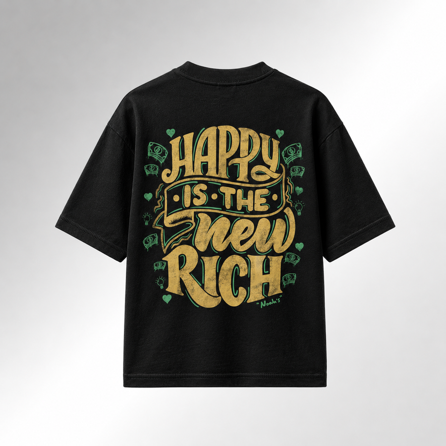 Mid-Oversized Happy Wealth T-Shirt